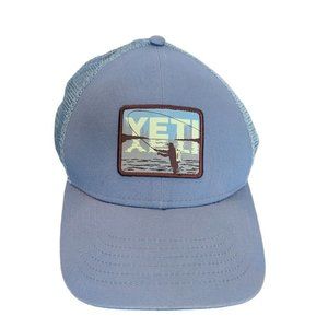 YETI Adjustable Blue Snapback Cap Hat Mesh Back Fishing Fisherman Unisex Logo